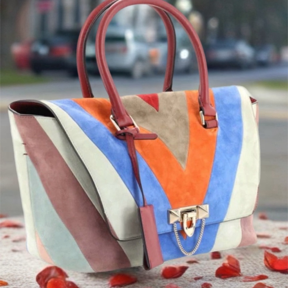 Valentino Multicolor Chevron leather Satchel - Picture 12 of 12